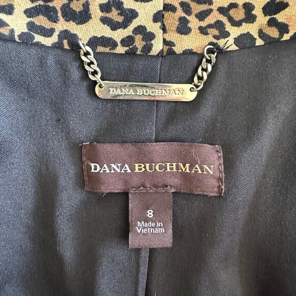 Dana Buchman Women’s Leopard Animal Print Blazer Open Front Zip Pocket | Size 8 - Picture 6 of 12
